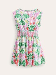 Boden – Kleid aus 100% Baumwolljersey mit geraffter Taille und Regenbogen-Palmen-Motiv - Bild 2 von 4