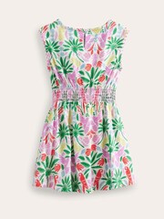 Boden – Kleid aus 100% Baumwolljersey mit geraffter Taille und Regenbogen-Palmen-Motiv - Bild 3 von 4