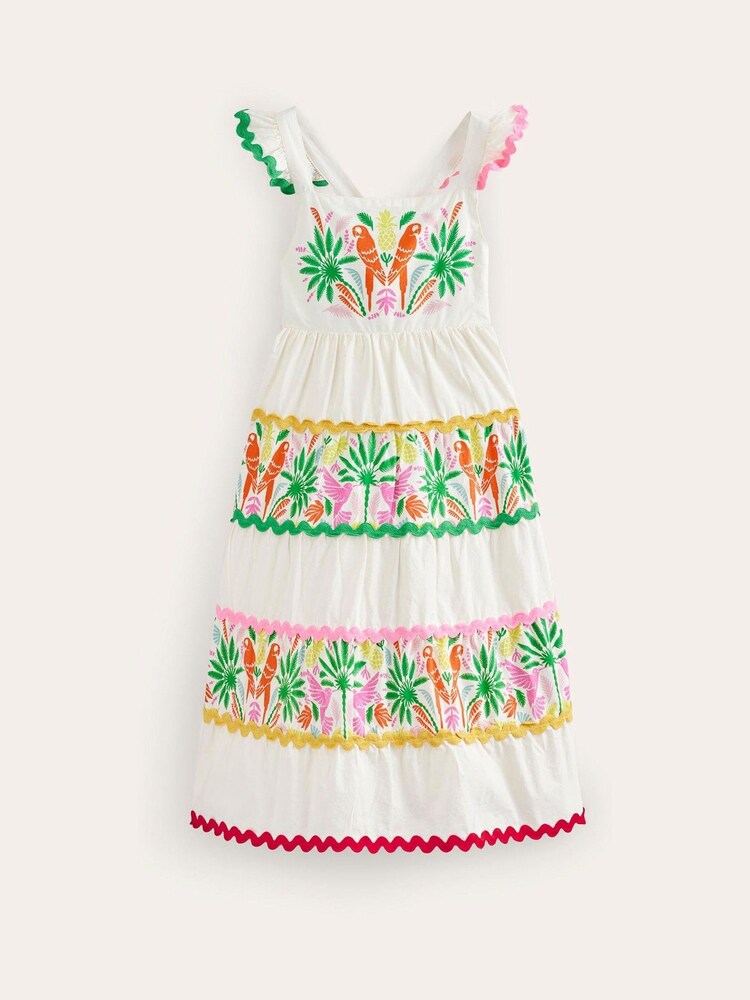 Boden – gestuftes Regenbogen-Palmen-Twirly-Ric-Rac-Kleid aus 100% Baumwolle - Bild 2 von 4