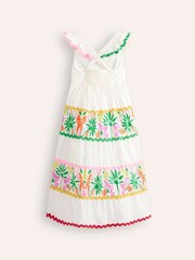 Boden – gestuftes Regenbogen-Palmen-Twirly-Ric-Rac-Kleid aus 100% Baumwolle - Bild 3 von 4