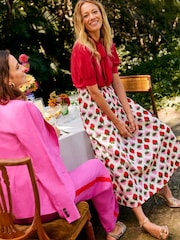 Boden Cream Layla Strawberry Cotton Sateen Skirt - Image 1 of 6
