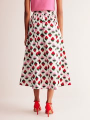 Boden Cream Layla Strawberry Cotton Sateen Skirt - Image 3 of 6