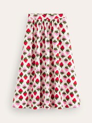 Boden Cream Layla Strawberry Cotton Sateen Skirt - Image 6 of 6