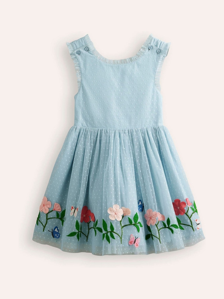 Boden Blue Tulle Cross Back Flower Dress - Image 2 of 4