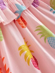 Boden Pink Pineapple 100% Cotton Pull-On Holiday Dress - Image 4 of 4