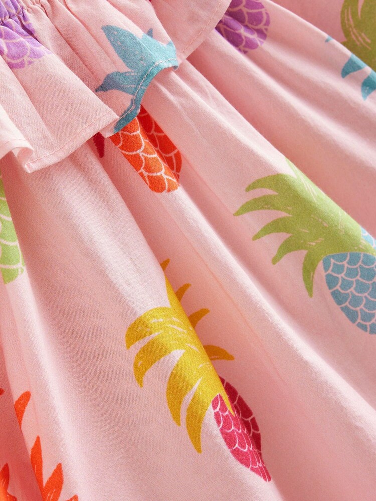 Boden Pink Pineapple 100% Cotton Pull-On Holiday Dress - Image 4 of 4