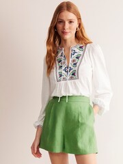 Boden Embroidered Yoke Detail 100% Cotton Top - Bild 1 von 5
