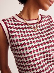 Boden Red Sparkle Strawberry Fair Isle Pattern Tank - Image 3 of 7