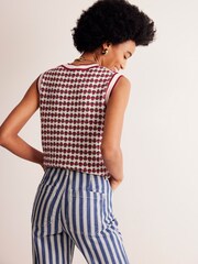 Boden Red Sparkle Strawberry Fair Isle Pattern Tank - Image 4 of 7