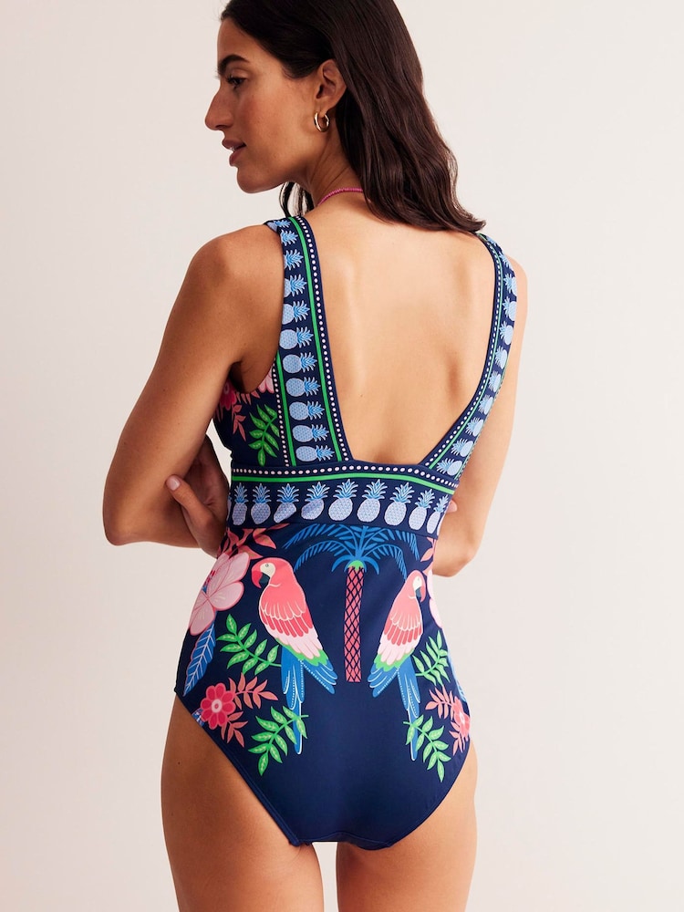 Buy Boden Blue Porto V-Neck Swimsuit from the Next UK online shop - Main Image