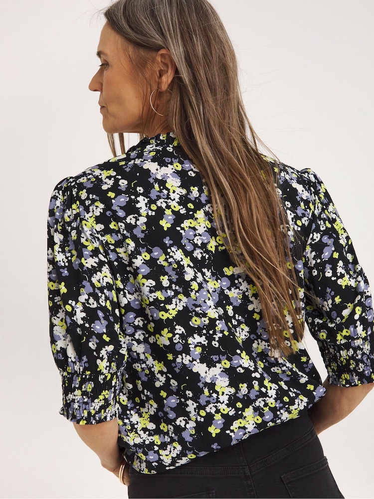JD Williams Black Frill Trim Top - Image 2 of 4