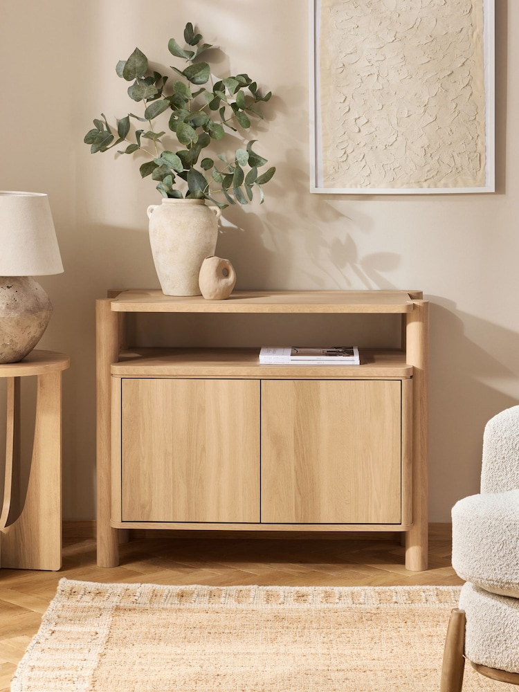 Natural Noa Oak Effect Tube Leg Small Sideboard - Image 2 of 8