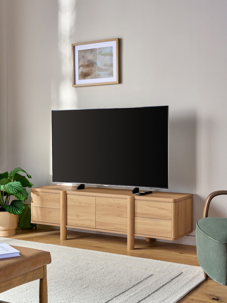 Natural Noa Oak Effect Tube Leg Up To 70 Inch TV Unit - Image 1 of 10
