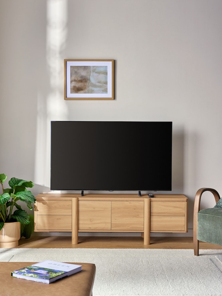 Natural Noa Oak Effect Tube Leg Up To 70 Inch TV Unit - Image 2 of 10