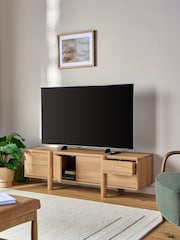 Natural Noa Oak Effect Tube Leg Up To 70 Inch TV Unit - Image 3 of 10