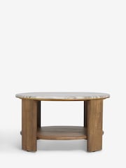 Dark Chester Marble Mango Wood Round Coffee Table - Image 4 of 6
