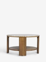 Dark Chester Marble Mango Wood Round Coffee Table - Image 5 of 6