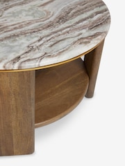 Dark Chester Marble Mango Wood Round Coffee Table - Image 6 of 6