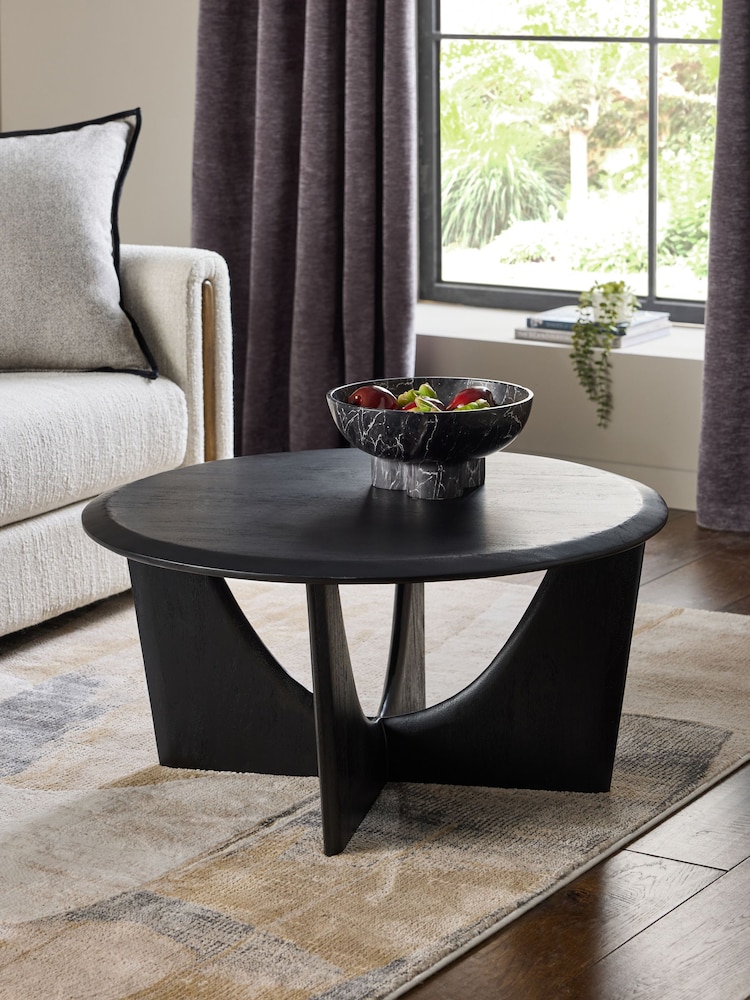 Black Arc Solid Mango Wood Coffee Table - Image 1 of 5