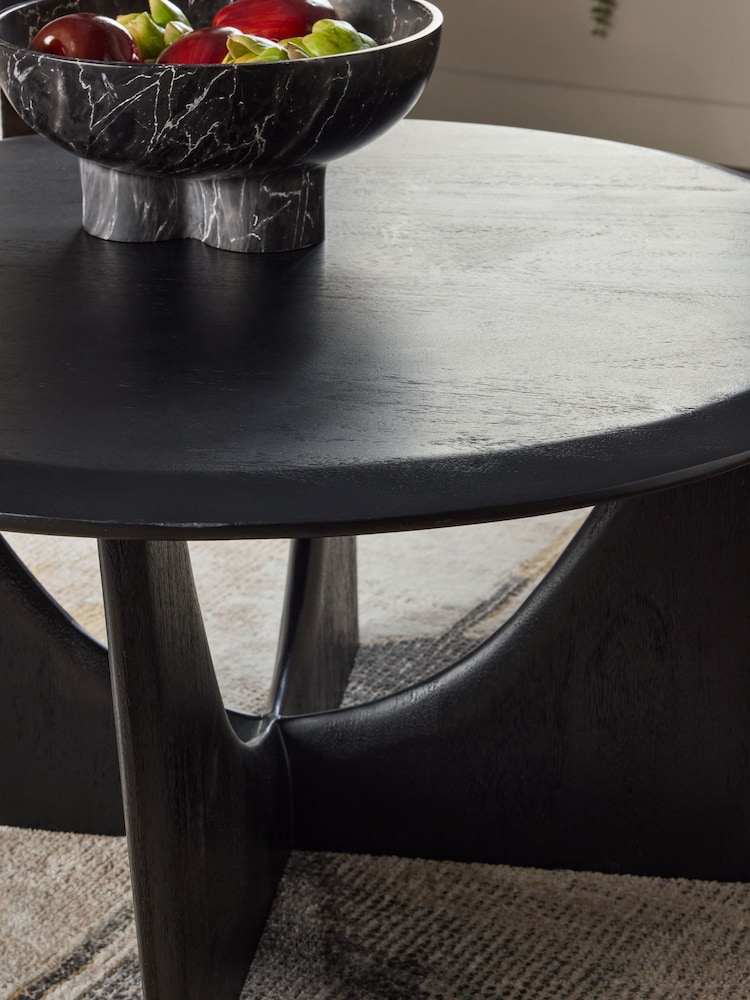 Black Arc Solid Mango Wood Coffee Table - Image 2 of 5