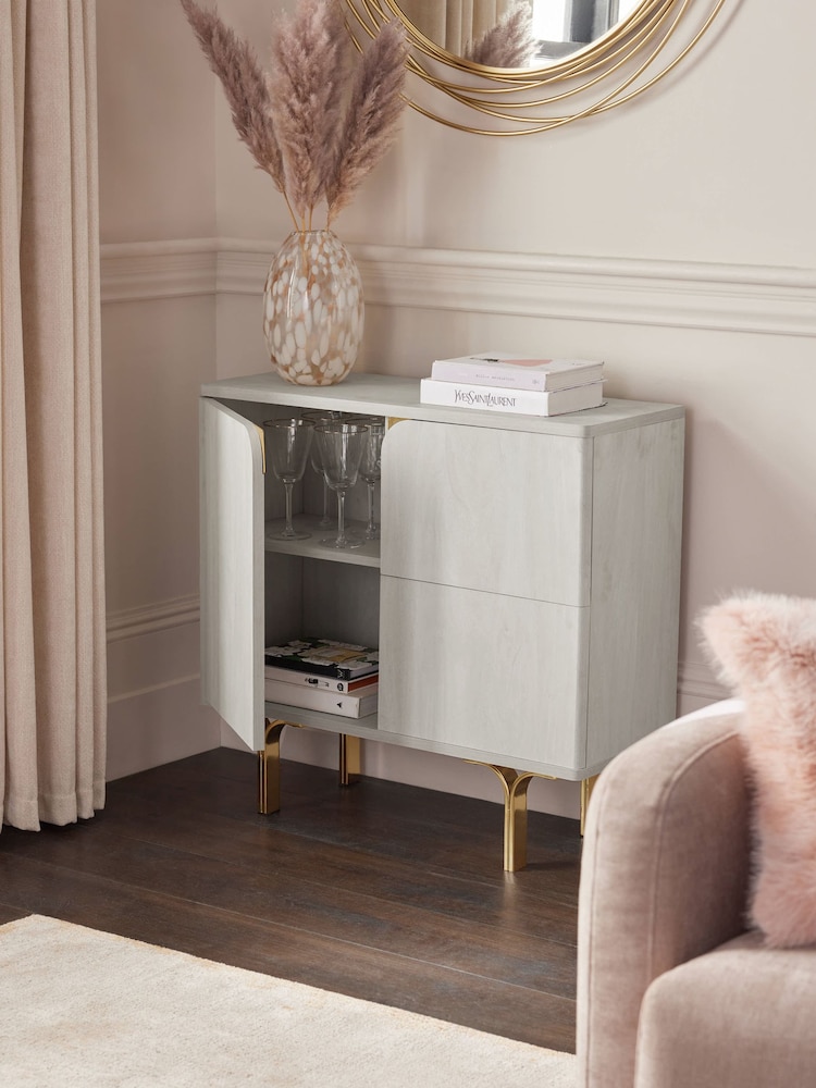 Light Evie Oak Effect Space Saving Small Slim Sideboard - Image 2 of 10