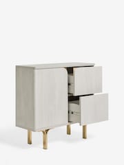 Light Evie Oak Effect Space Saving Small Slim Sideboard - Image 8 of 10