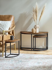 Dark Bronx Chevron Set of 3 Nest of Tables - Image 1 of 5