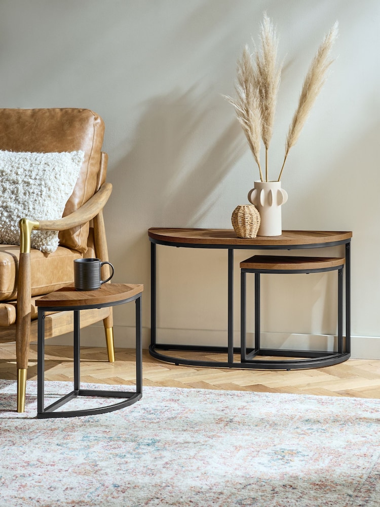 Dark Bronx Chevron Set of 3 Nest of Tables - Image 1 of 5