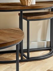 Dark Bronx Chevron Set of 3 Nest of Tables - Image 2 of 5