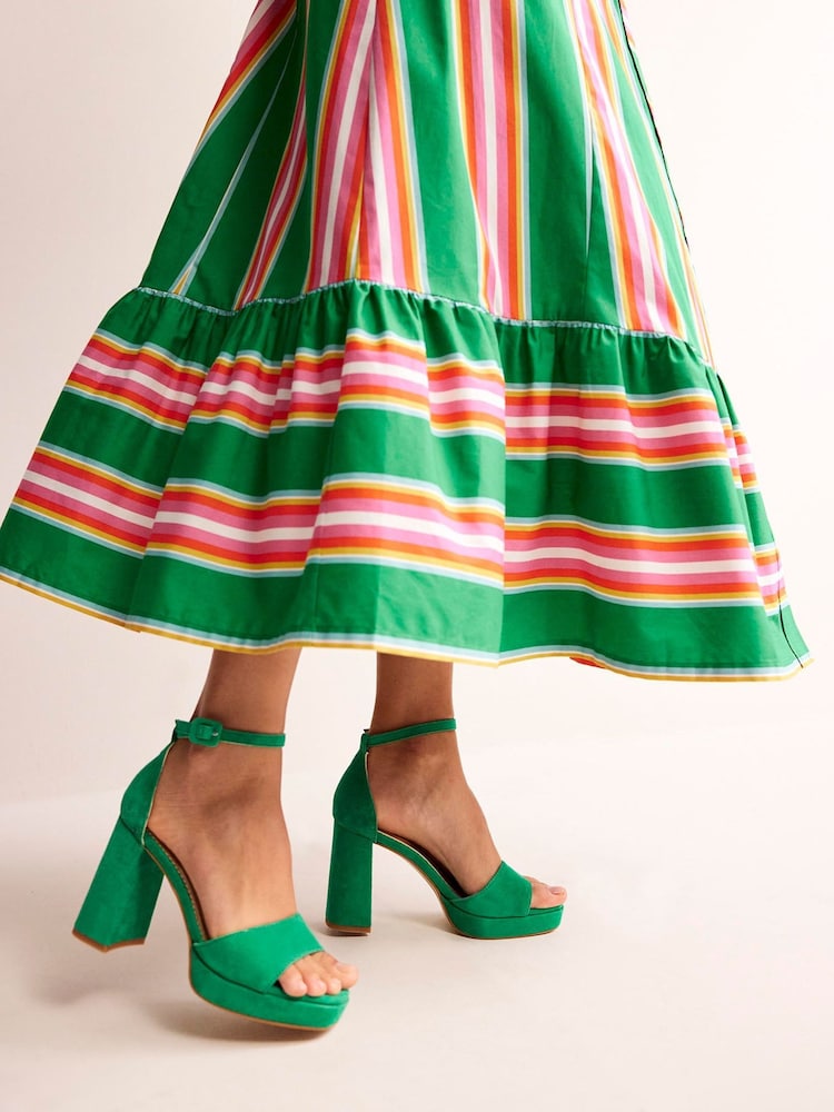 Boden Green Heeled Platform Sandals - Image 1 of 4