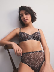 Animal Print High Rise High Leg Mesh High Leg Knickers - Image 3 of 5