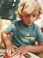 Boden Green Front And Back Animal Printed 100% Cotton T-Shirt - Image 1 of 4