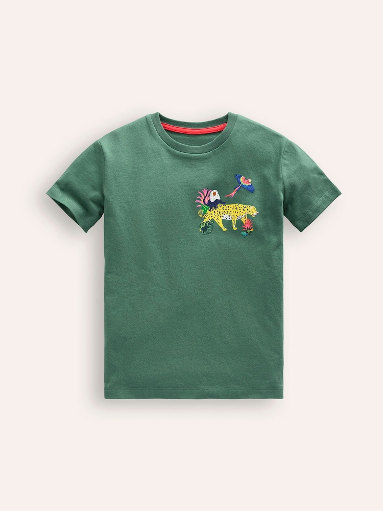 Boden Green Front And Back Animal Printed 100% Cotton T-Shirt - Image 2 of 4