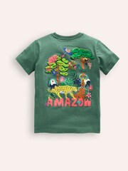 Boden Green Front And Back Animal Printed 100% Cotton T-Shirt - Image 3 of 4