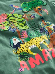 Boden Green Front And Back Animal Printed 100% Cotton T-Shirt - Image 4 of 4