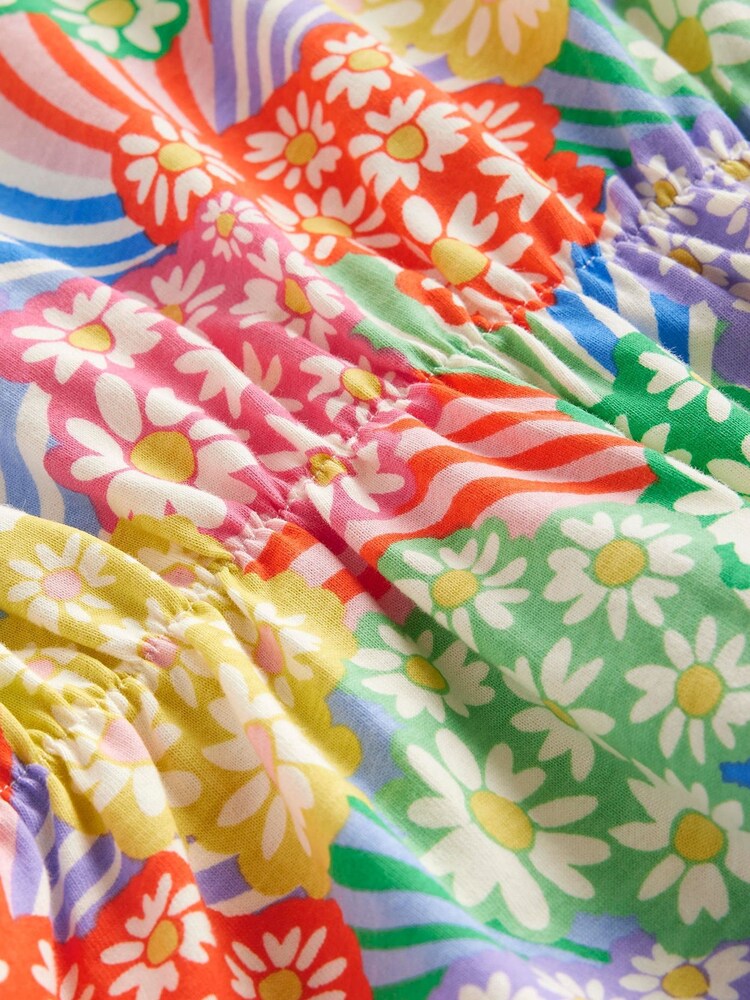 Boden Rainbow Daisy Jerseykleid mit Rüschenärmeln aus 100% Baumwolle - Bild 4 von 4