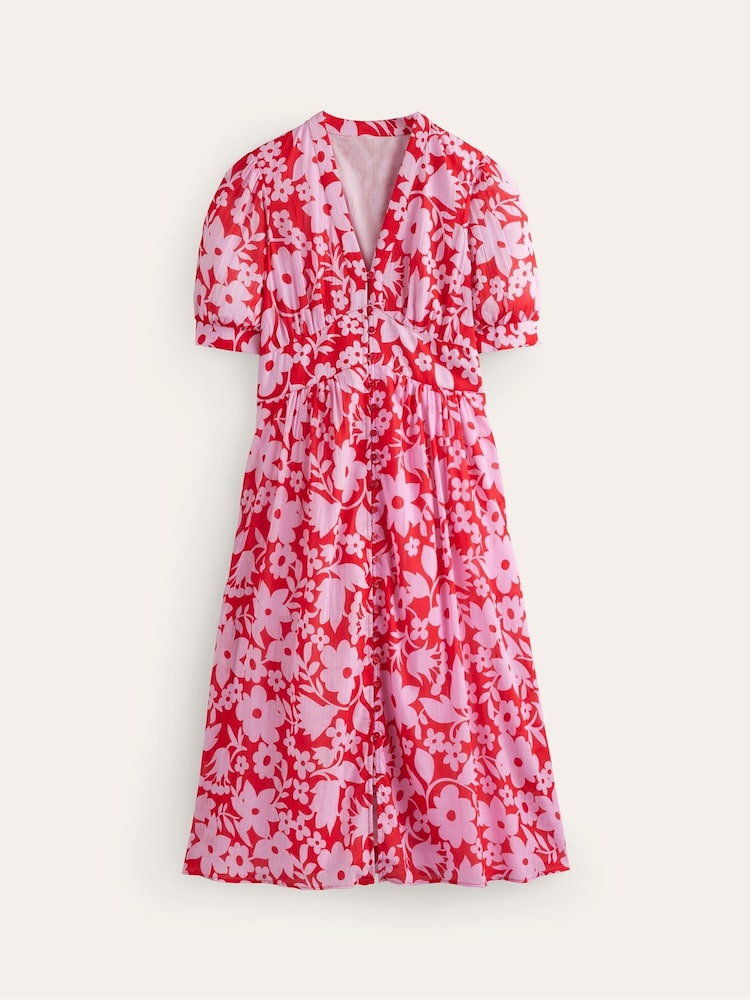 Boden Red Elsa Floral Crinkle Midi Tea Dress - Image 7 of 7 Boden Red Elsa Floral Crinkle Midi Tea Dress - Image 7 of 7