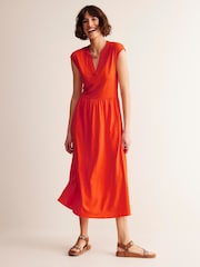 Boden Orange Petite Chloe Notch Jersey Midi Dress - Image 1 of 5