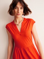 Boden Orange Petite Chloe Notch Jersey Midi Dress - Image 3 of 5