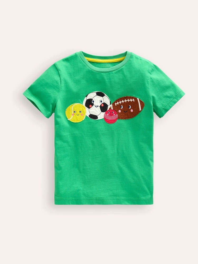 Boden Green Friendly Sports Balls 100% Cotton T-Shirt - Image 1 of 3 Boden Green Friendly Sports Balls 100% Cotton T-Shirt - Image 1 of 3