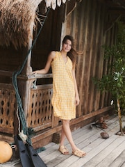 Boden Yellow Daisy Jersey Short Tier Dress - Image 1 of 5