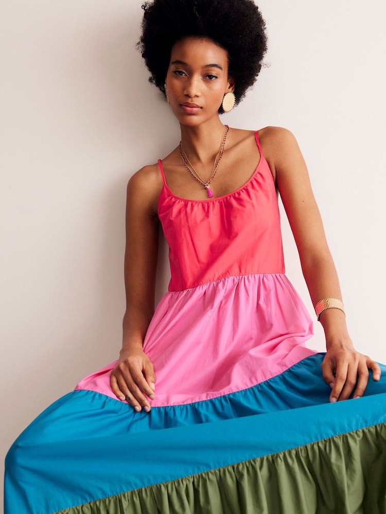 Boden Red Trapeze 100% Cotton Maxi Dress - Image 2 of 6 Boden Red Trapeze 100% Cotton Maxi Dress - Image 2 of 6