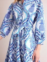 Boden Blue Alba Pineapple Tiered 100% Cotton Maxi Dress - Image 2 of 6