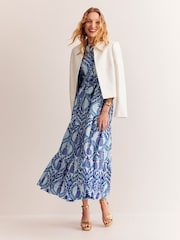 Boden Blue Alba Pineapple Tiered 100% Cotton Maxi Dress - Image 5 of 6