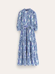 Boden Blue Alba Pineapple Tiered 100% Cotton Maxi Dress - Image 6 of 6