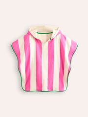 Boden Pink Stripe 100% Cotton Towelling Poncho Hoodie - Image 2 of 4