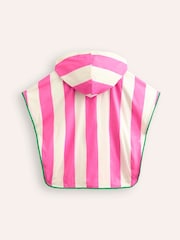 Boden Pink Stripe 100% Cotton Towelling Poncho Hoodie - Image 3 of 4