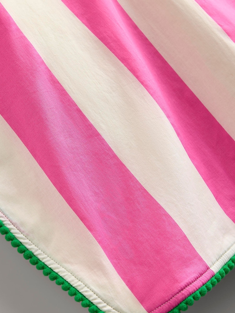 Boden Pink Stripe 100% Cotton Towelling Poncho Hoodie - Image 4 of 4