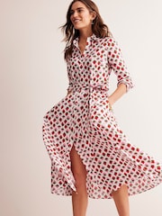 Boden Cream Amy Strawberry 100% Cotton Midi Shirt Dress - Image 1 of 5