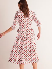 Boden Cream Amy Strawberry 100% Cotton Midi Shirt Dress - Image 2 of 5